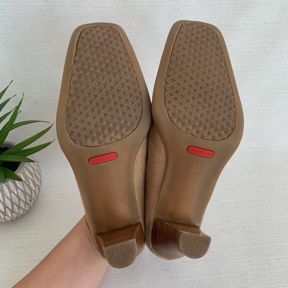 Aerosoles Cinch Worm Tan Snakeskin Heeled Mules Woman’s 8M - Picture 12 of 12